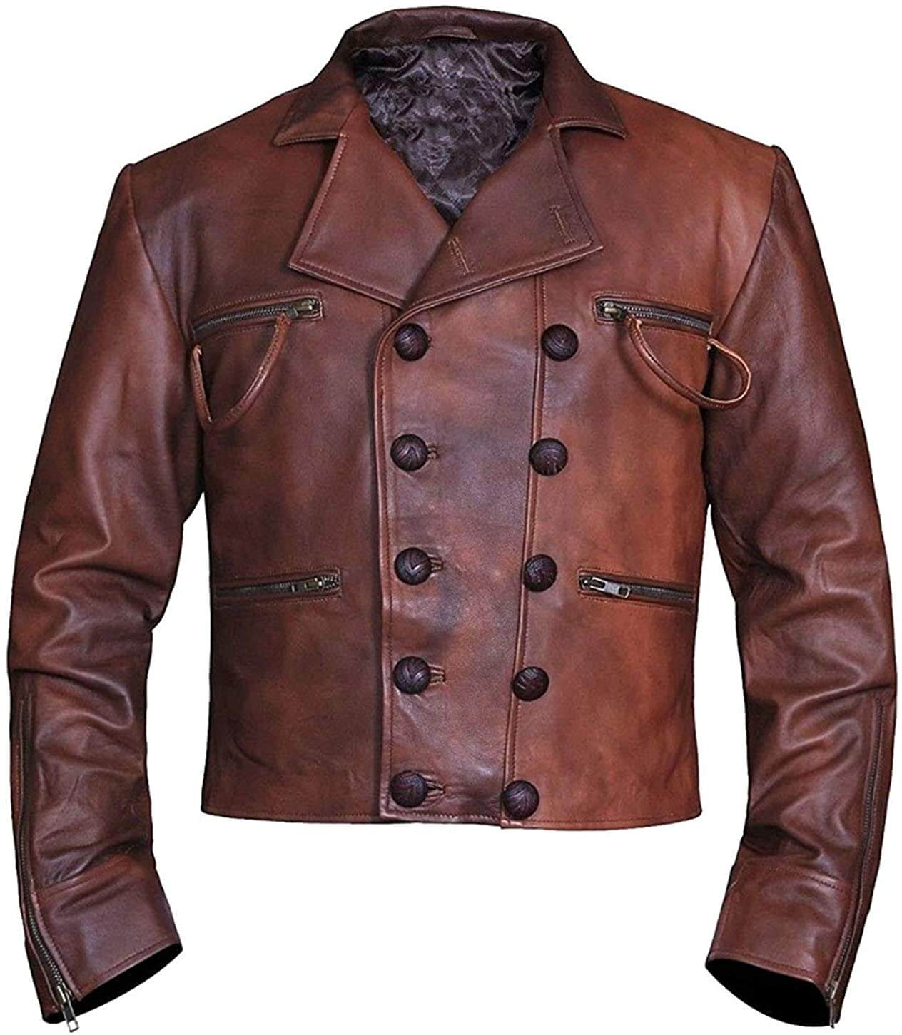 brown classic biker leather jacket with zip closure brown classic biker leather jacket with zip closure