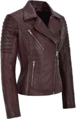 Dark Brown Women's Stylish Biker Leather Jacket