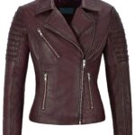 Dark Brown Women's Stylish Biker Leather Jacket