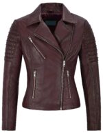 Dark Brown Women's Stylish Biker Leather Jacket