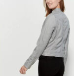 Gray Women Biker Leather Jacket