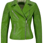 Lime Green Women's Stylish Biker Leather Jacket