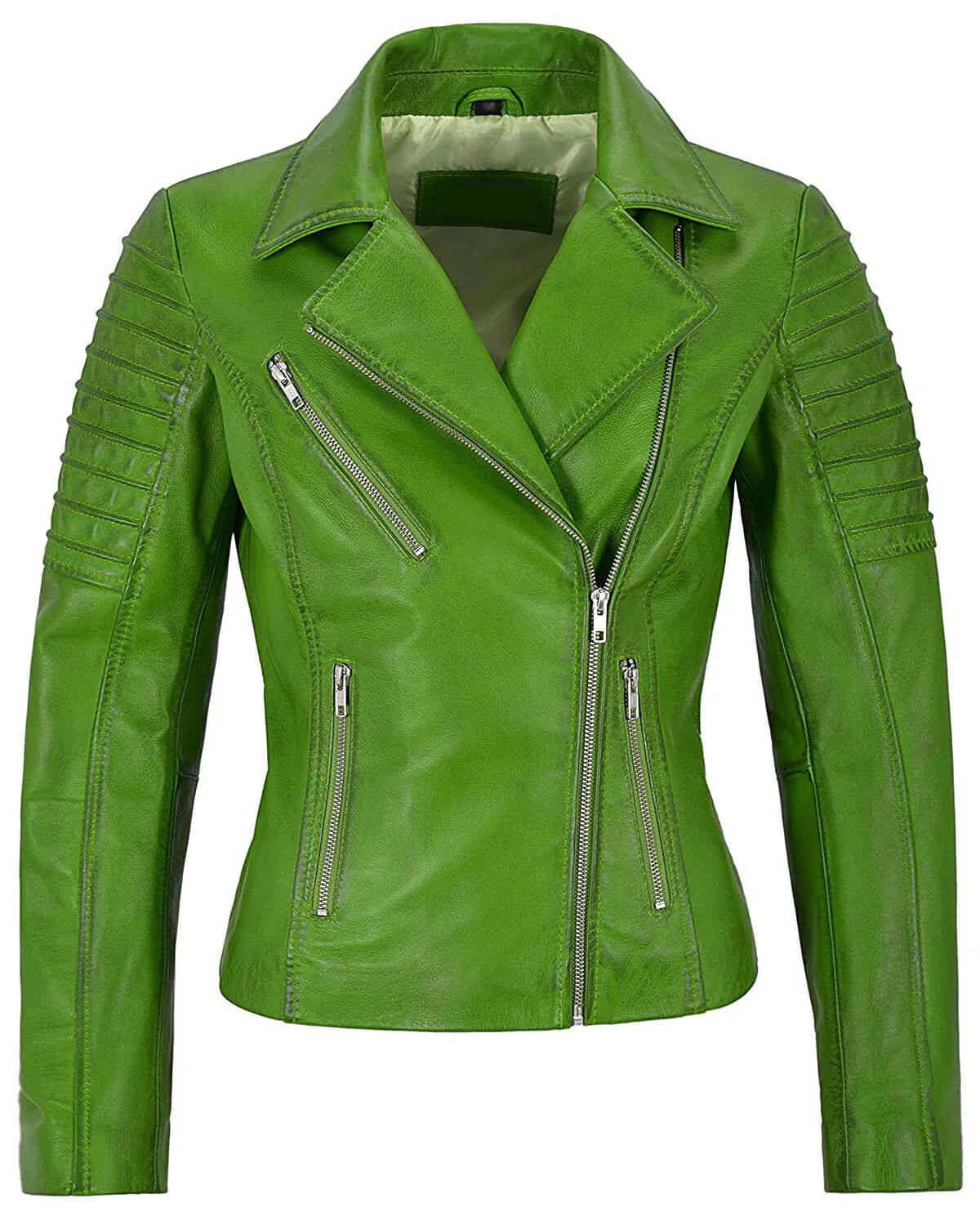 Lime Green Women's Stylish Biker Leather Jacket - Maker of Jacket