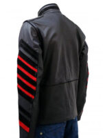 Men Black Bomber Military Leather Jacket