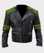 Men's Classic Biker Grey and Black Leather Jacket