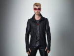 Men's Cyberpunk Hexagonal Honeycomb Leather Jacket