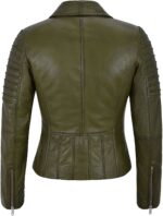 Olive Green Women's Stylish Biker Leather Jacket