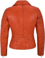 Orange Women's Stylish Biker Leather Jacket