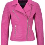 Pink Women's Stylish Biker Leather Jacket