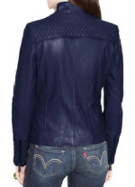 Women's Dark Blue Quilted Biker Jacket