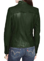 Women's Dark Green Quilted Biker Jacket