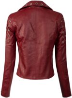 Women's Red Zipper Closure Biker Jacket