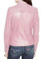 Women's Soft Pink Quilted Biker Jacket
