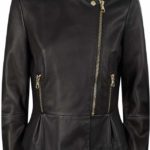 Black Leather Ruffle Jacket
