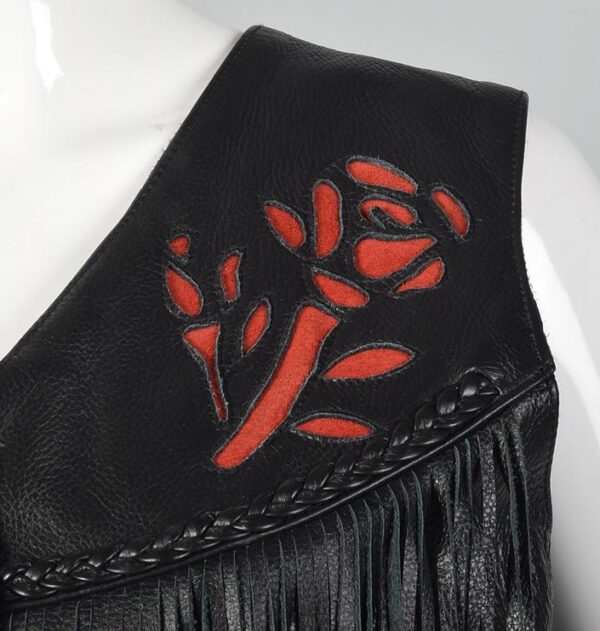 Black Red Rose Leather Vest - Image 2