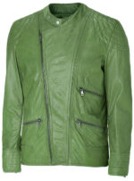 Charming Green Leather Jacket Men