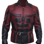 Daredevil Charlie Cox Black And Maroon Leather Jacket