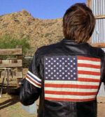 Easy Rider Peter Fonda USA Flag Biker Leather JacketEasy Rider Peter Fonda USA Flag Biker Leather Jacket