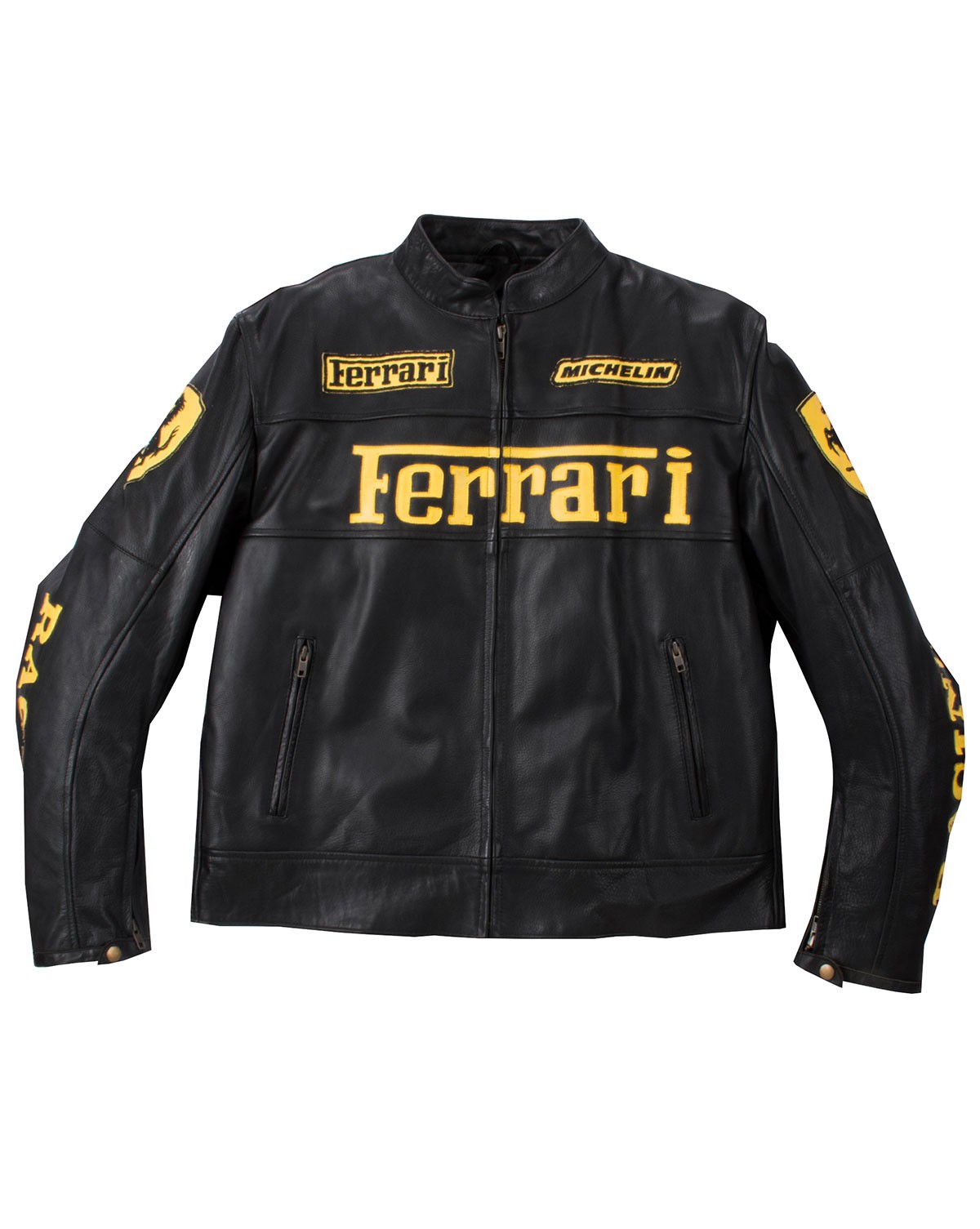 Ferrari Black Leather Biker Jacket - Maker of Jacket