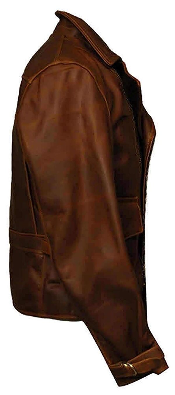 Men’s Chris Evans Distressed Brown Biker Side