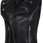 Womens Black Sleeveless Leather Vest