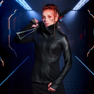Cyberpunk Hexagonal Honeycomb Leather Jacket