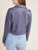 Women's Dark Gray Moto Biker Jacket - Image 3