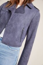 Women's Dark Gray Moto Biker Jacket - Image 4
