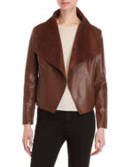 Women's Front Open Brown Leather Jacket