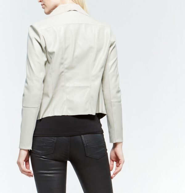 Women's Front Open White Leather Jacket - Image 2