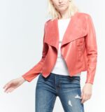 Women's Front Open Dark Pink Leather Jacket