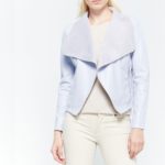 Women's Front Open Sky Blue Leather Jacket