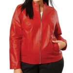 Women's Front Zip Red Real Leather Jacket