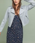 Women's Light Blue Moto Biker Jacket - Image 2