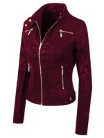 Suede Outer Shell Red Motorcycle Jacket