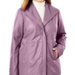 Women's Purple Color Wing Collar Leather Jacket