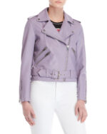 Women's Purple Leather Moto Jacket