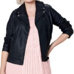 Women's Real Leather Black Color Moto Jacket