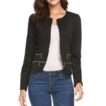 Women's Short Zipper Black Jacket
