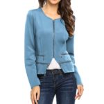 Women's Short Zipper Blue Jacket