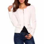 Women's Short Zipper White Jacket