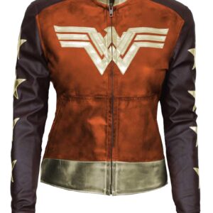 Wonder Women Brown Waxed Leather Jacket
