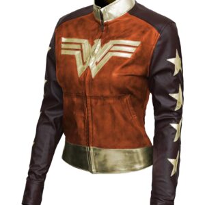 Wonder Women Brown Waxed Leather Jacket