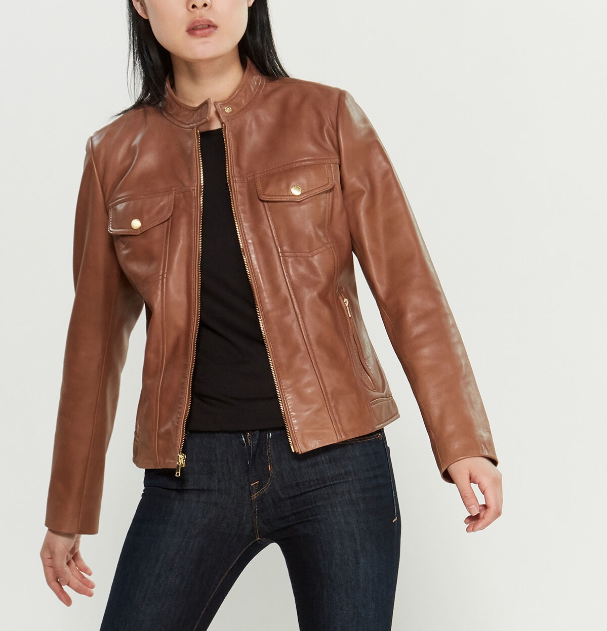 zip-front-pocketed-leather-brown-jacket (1) Zip-Front Pocketed Leather Brown Jacket - Image 1