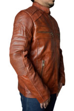 Cafe Racer Biker Waxed Distressed Brown Leather side