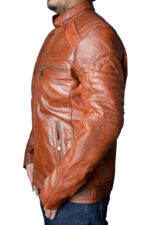 Cafe Racer Biker Waxed Distressed Brown Leather Right side