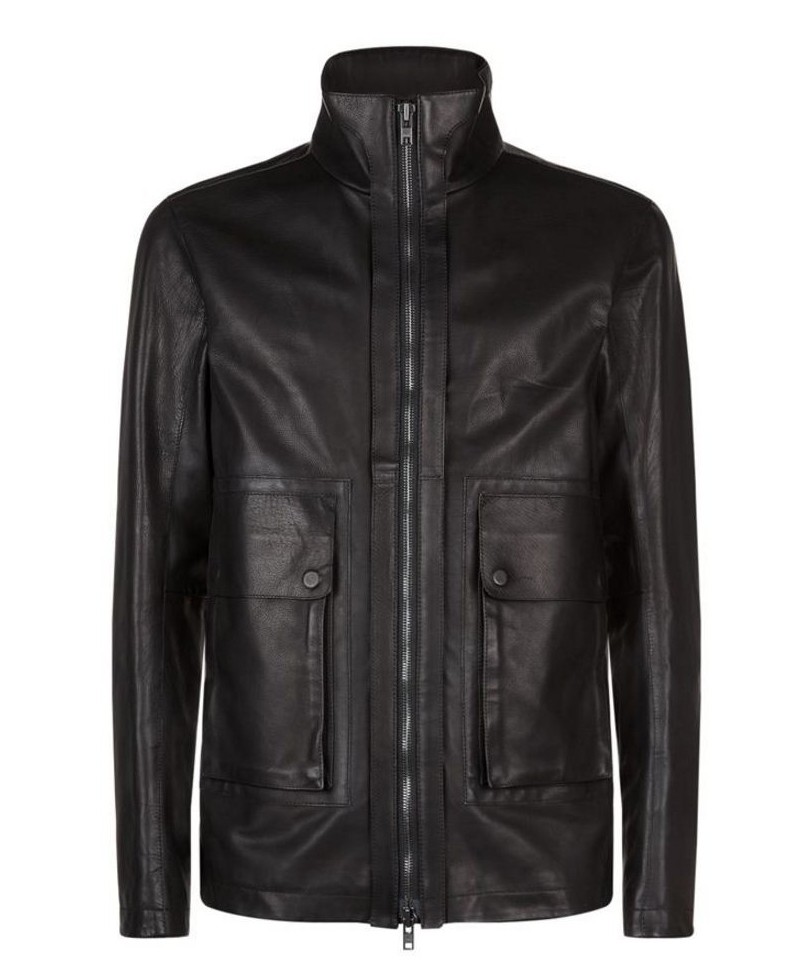 Enigma Black Leather Coat