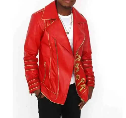 Micheal Forever Concert Ne-Yo Red Leather Jacket (1) Micheal Forever Concert Ne-Yo Red Leather Jacket