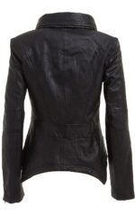 Back of black leather texture and zipper detailing on Sage jacket