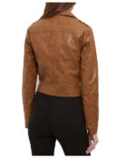 Back of Sienna magma leather jacket with quilted lining and premium leather finish